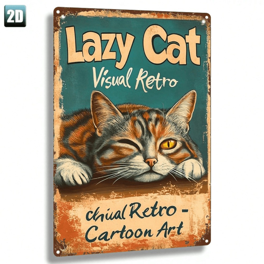 CIFbuy Lazy Cat Metal Wall Art Vintage Rústico Decoração De Casa Presente