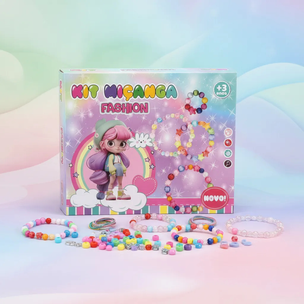 Kit 130 peças para criança fazer pulseira infantil Miçanga Fashion Princesa Girls Party
