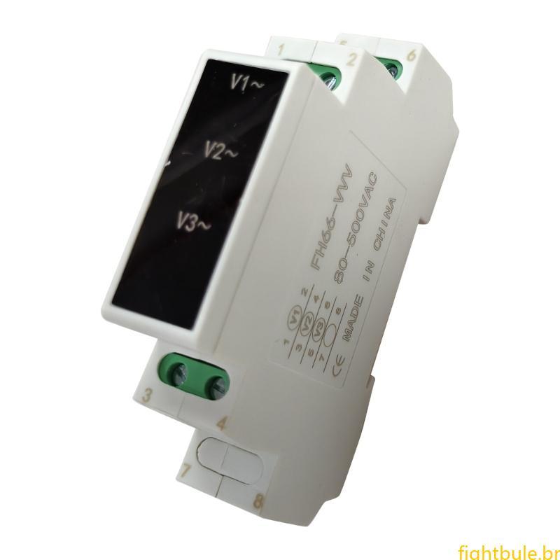 Fig Medidor Voltímetro Modular Tensão Trifásico-Monitor 80V-500V Trilho Din