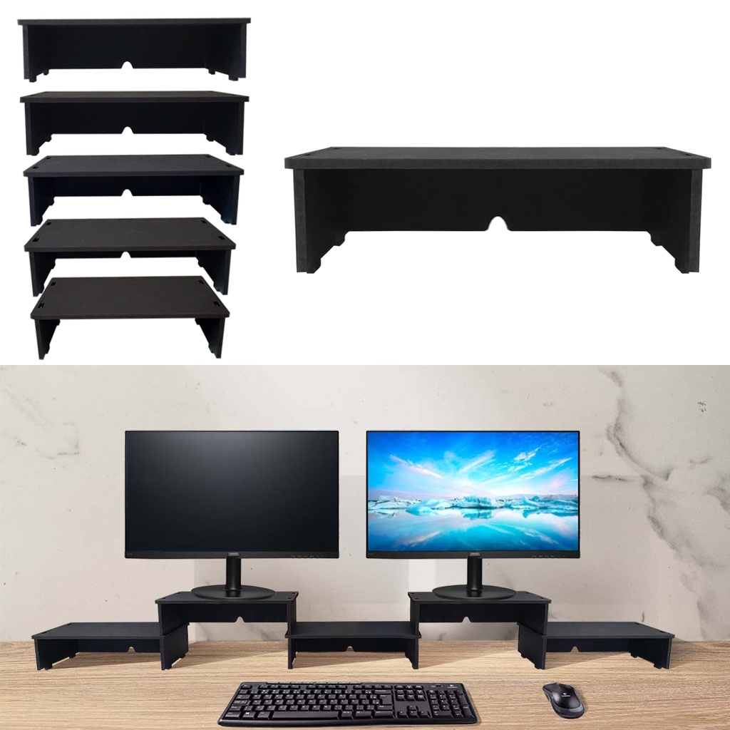 Kit 5 Suporte Monitor PC Modular MDF Escritório Home Office
