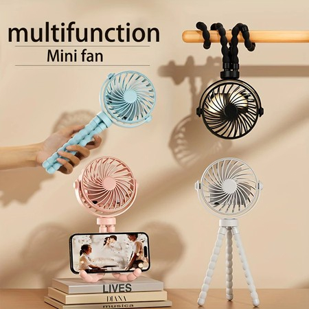 Ventilador De Resfriamento De Poeira Portátil Recarregável USB Mini Tripé Silencioso De 3 Velocidades Garra Ajustável