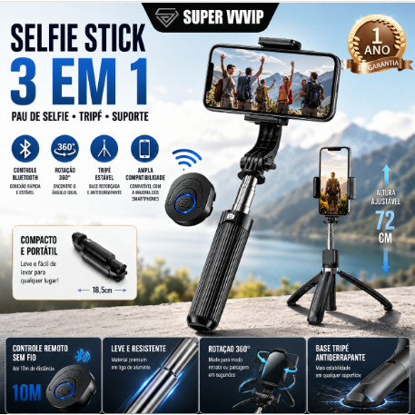 【Brasil Spot Sale】Mini Bastão de Selfie OR-1678 Portátil Dobrável com Tripé Integrado e Controle Bluetooth Remoto