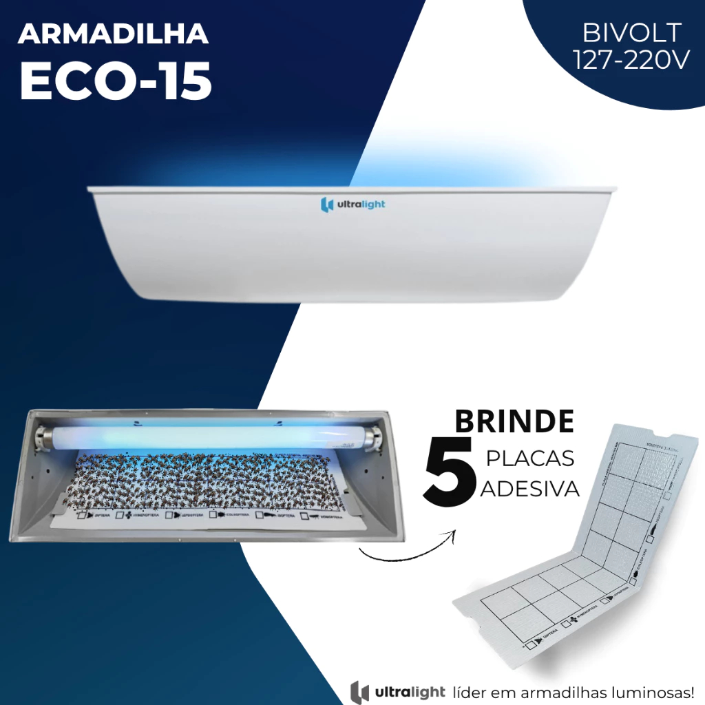 Armadilha Luminosa Combate Contra Moscas Insetos Varejeira + 5 Refis Ultralight