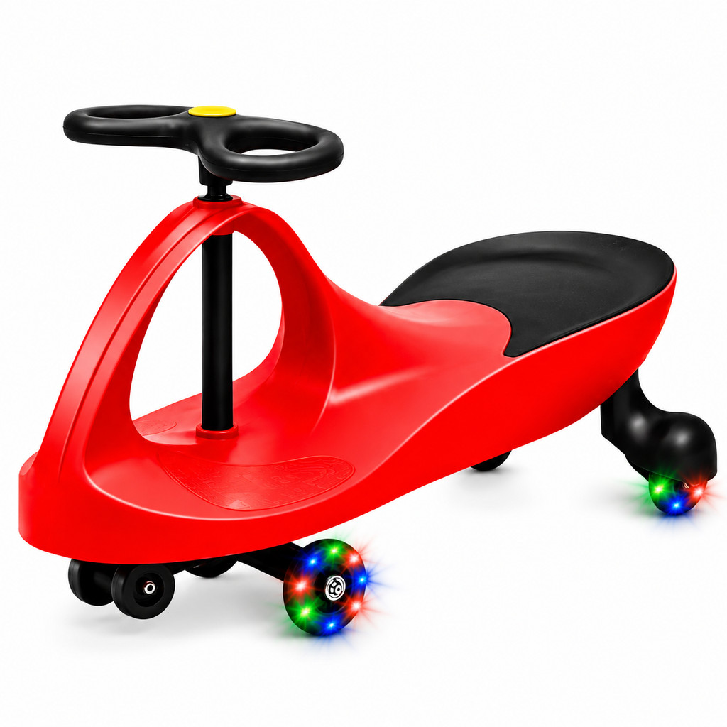 Carro Ginga Infantil com Rodinhas Led Movimento Manual Suporta Até 100Kg Cordenação Motora