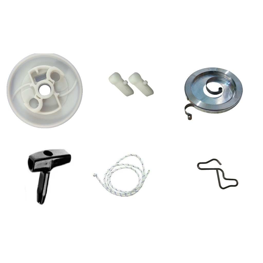 Kit polia partida para motosserra MS08 MS066 com engates, mola de recuo, cordão e grampo
