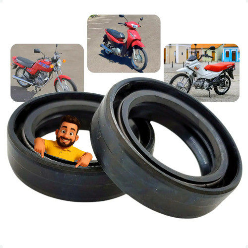 Par Retentor Bengala Pop 100-110i Biz 100-125 1998 A 2020 Titan 125 1995-1999 Vedação Dupla EMBUS