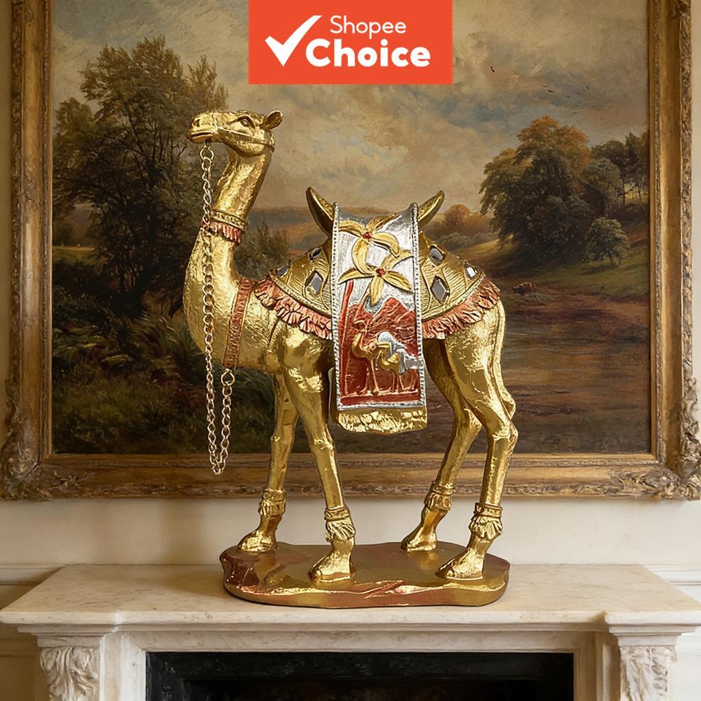 Ornamento de Camelo Dourado Estilo Europeu Luxuoso e Criativo, Decoração para Adega e Hall de Entrada, Presente de