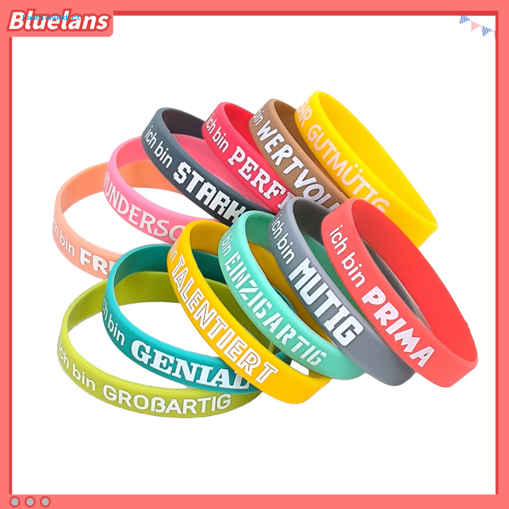 Silicone Bracelets for Kids School Motivation Wristbands 12pcs Bulk Unisex Inspirational for Teens Students – Positive