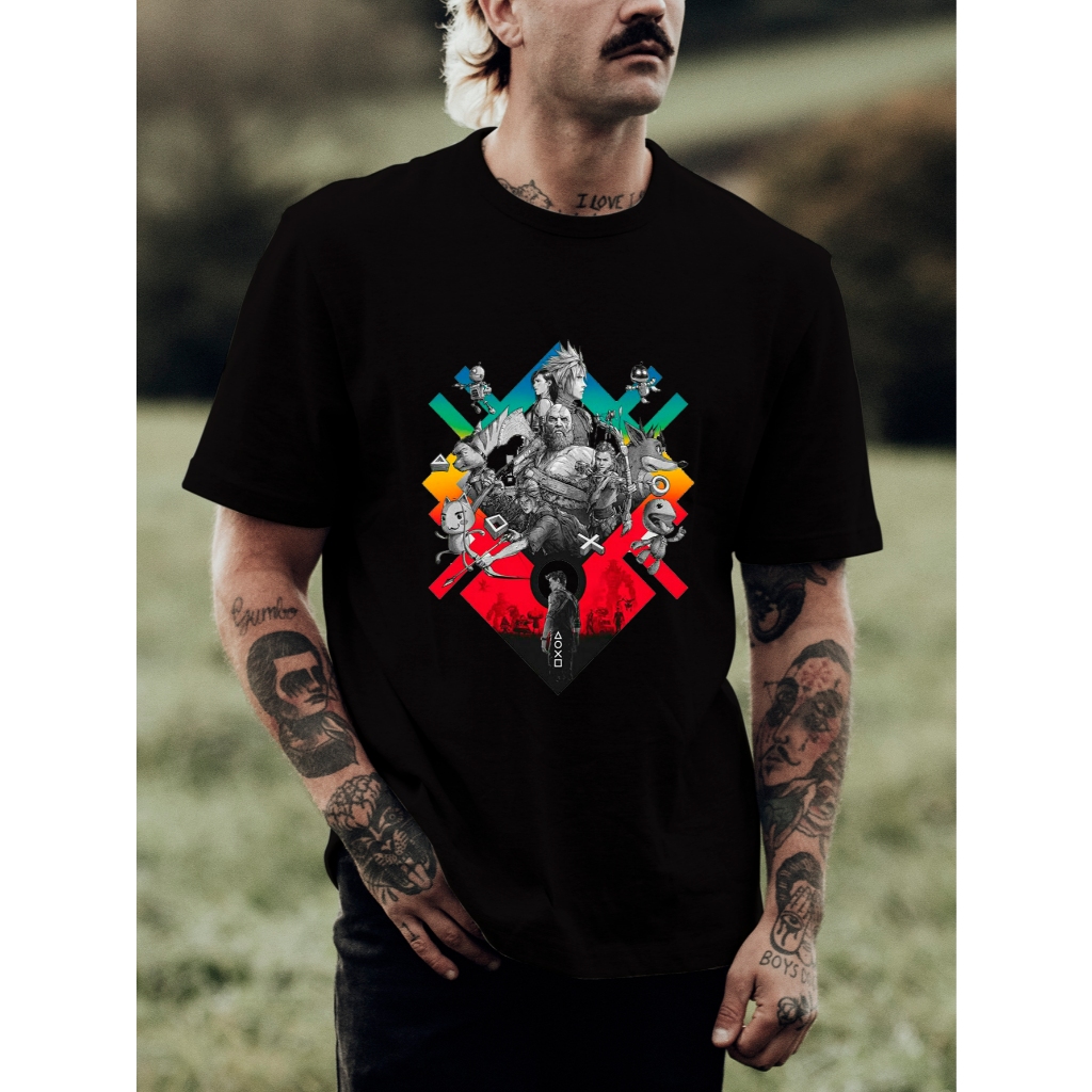 Camiseta Masculina Slim 100% Algodão Estampada Games Playstation Videogame Gamer