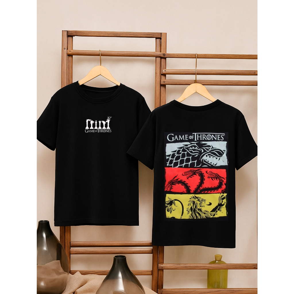 Camiseta Masculina Slim Estampada Frente e Costas 100% Algodão Game Of Thrones Série