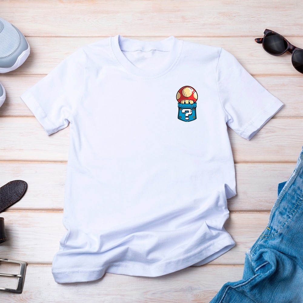 Camiseta Camisa 30.1 T-shirt Basica Cogumelo Mario Slim Confortavel Game Unissex Blusao Moda Blusa Premium Envio Imediat