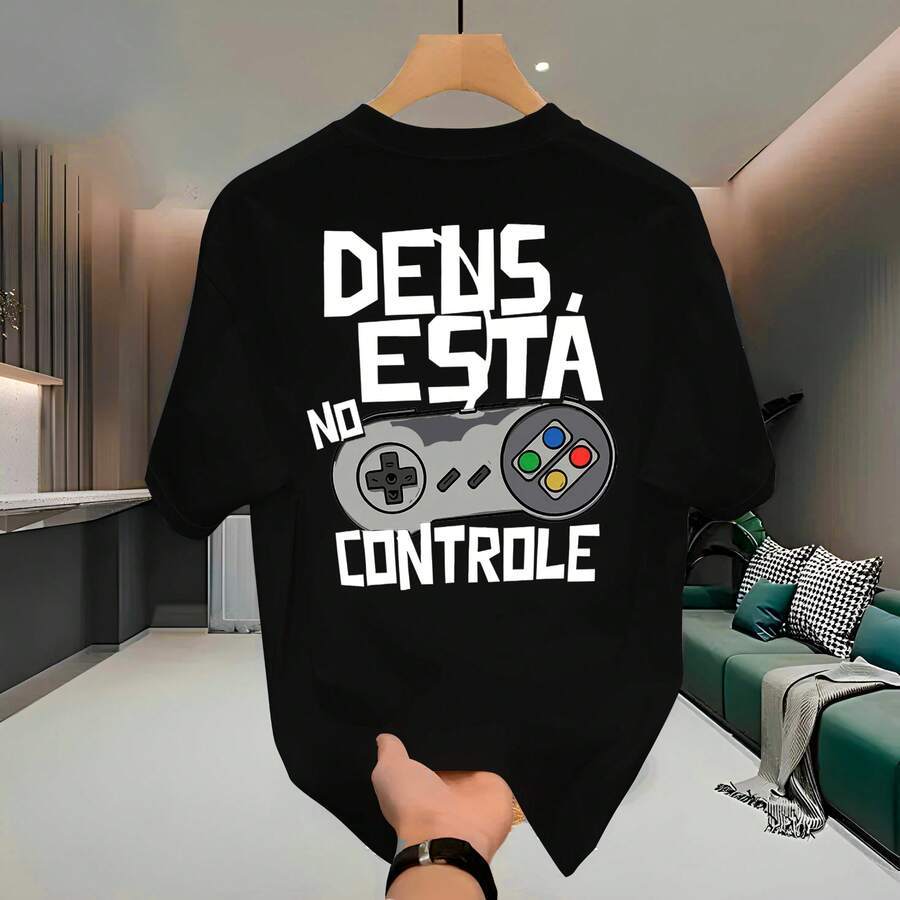 Camiseta Slim Cristão Deus Está No Controle Juventude Gospel Culto Igreja Algodão