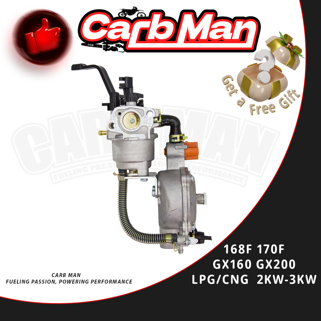 Carburador Dual Fuel GLP GNV Para Motor Honda Gx160 Gx200 168f 2kw 3kw