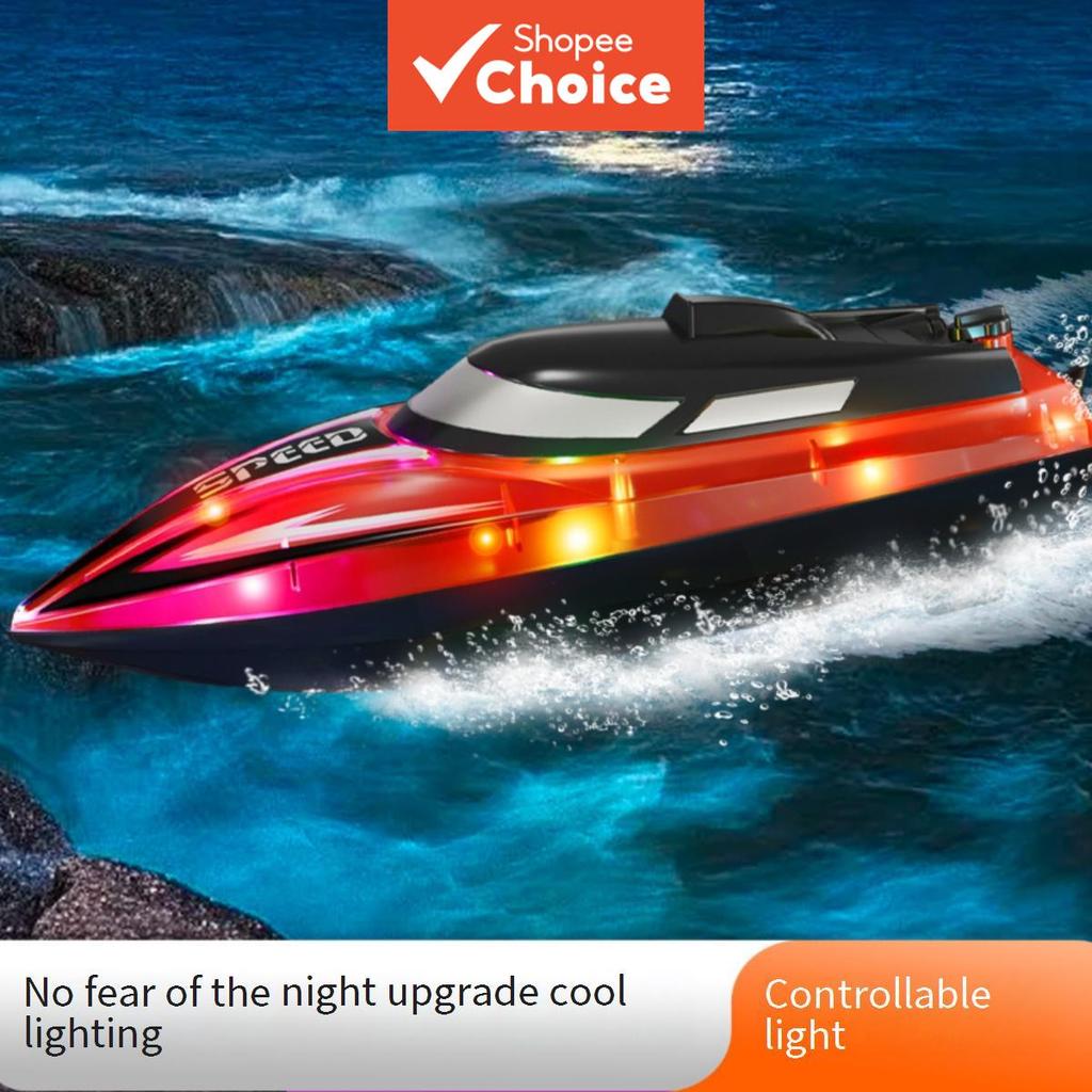 Barco RC Transparente 2.4 Ghz Lancha Dual Motor Watercraft Com Capsize Reset Night Light Alarme De Baixa Potência , Brin