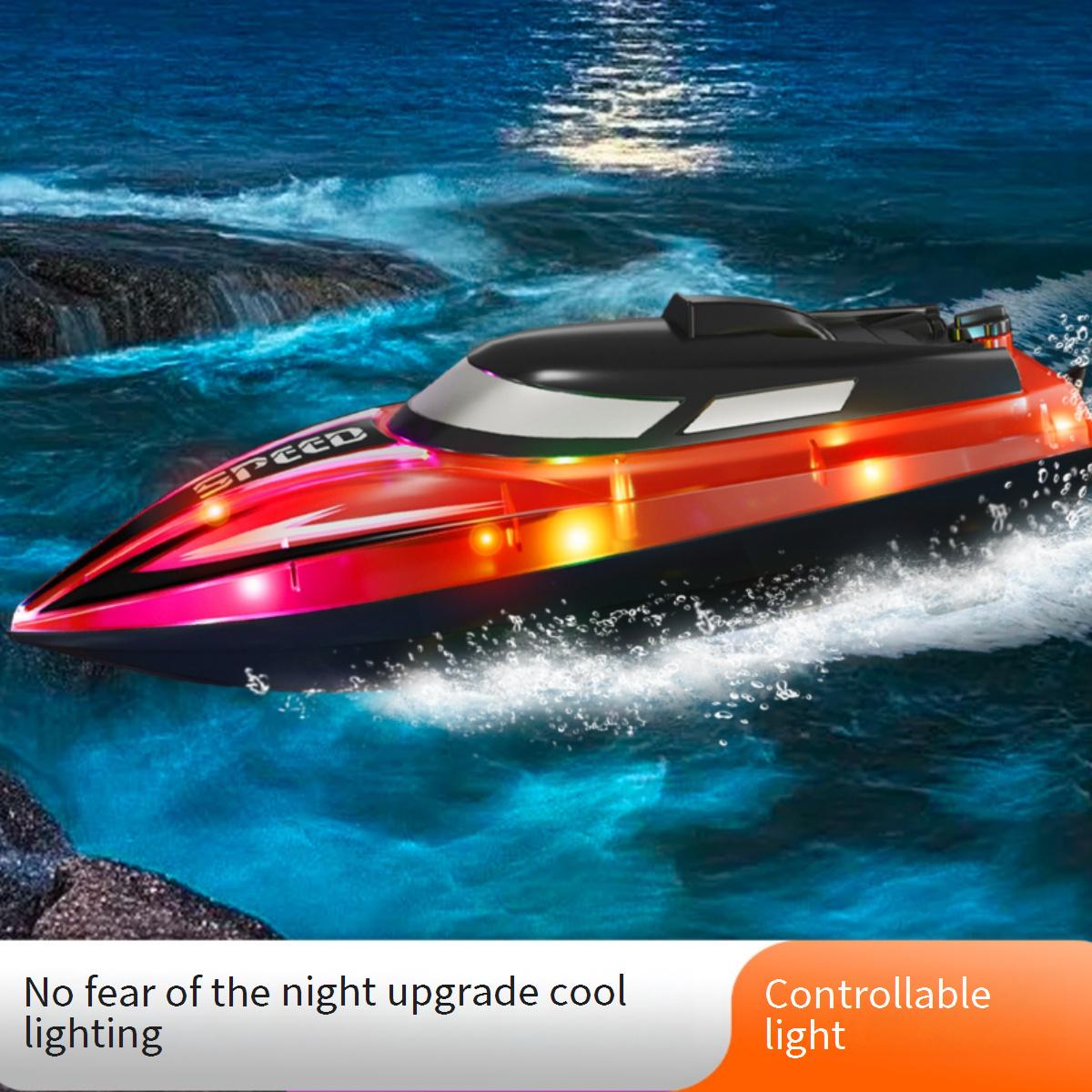 Barco RC Transparente 2.4 Ghz Lancha Dual Motor Watercraft Com Capsize Reset Night Light Alarme De Baixa Potência , Brin