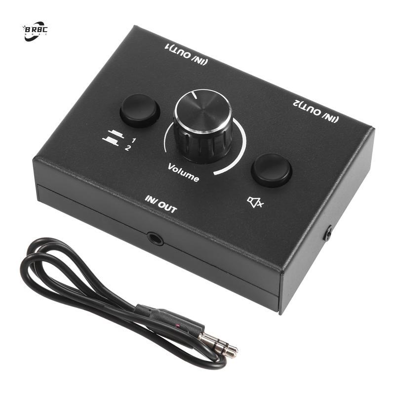 Comutador De Áudio De 3.5 Mm , 2 Entradas , 1 Saída/1 Entrada Saídas , Switcher Divisor , Caixa De Botão Mudo De Uma Tec