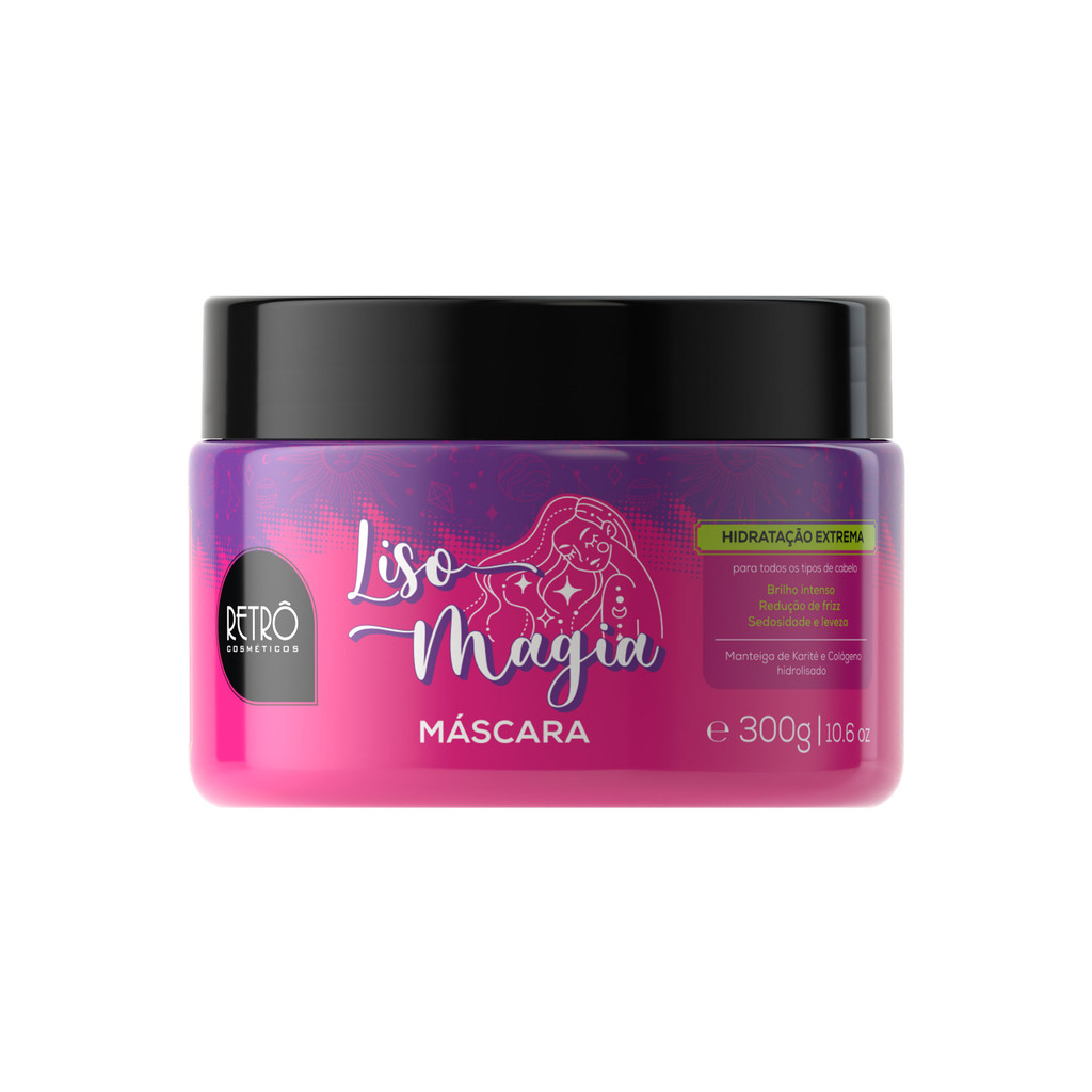 Máscara Retrô Cosméticos Hidratação Intensa e Controle de Frizz Liso Magia  - 300G