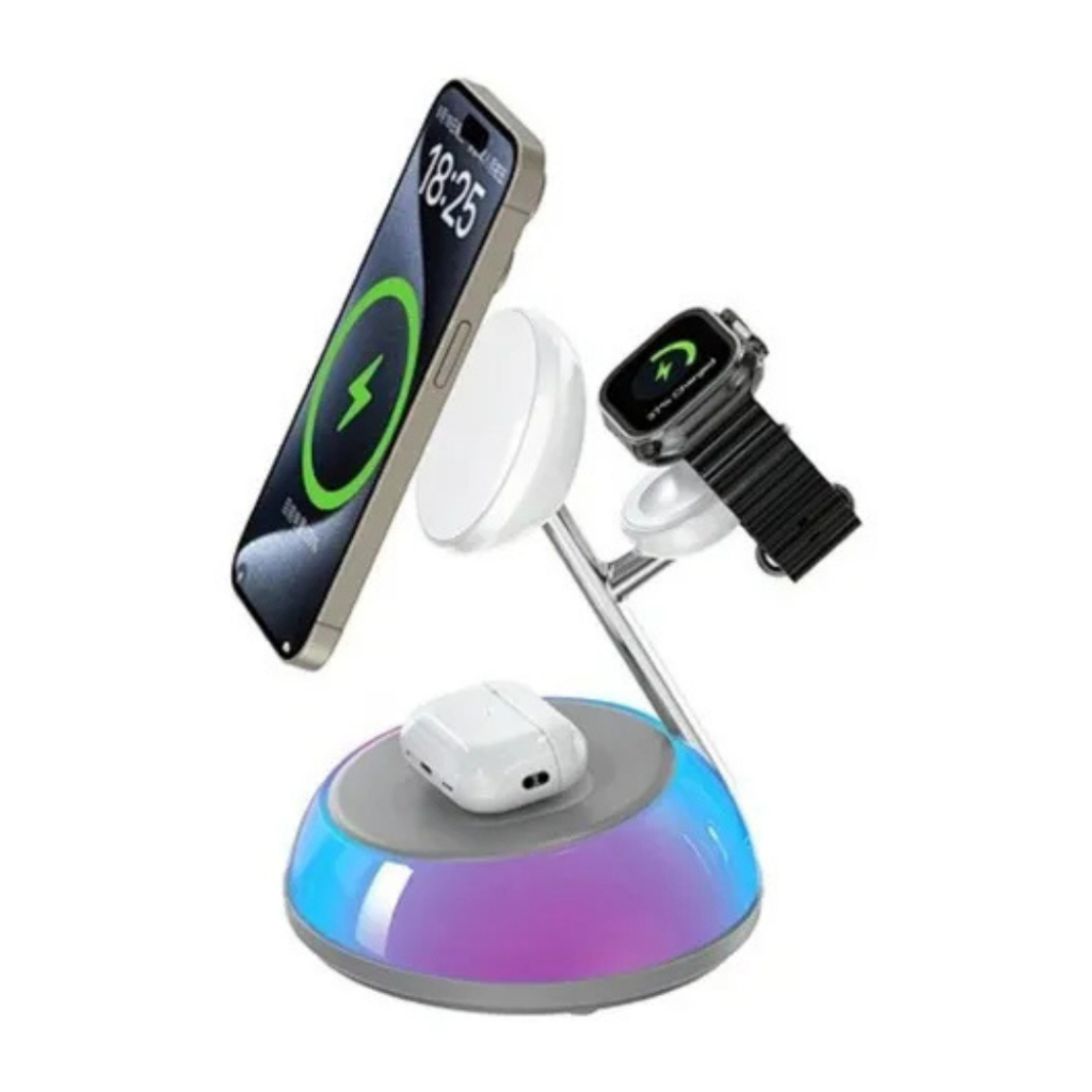 Carregador Indução 3/1 Wireless Charger Wiwu Branco