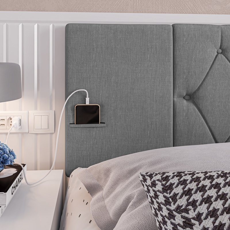 QUEIMA DE ESTOQUE Cabeceira Painel Suspensa Bolso Porta Celular Controle Cama Box Casal 1,40  Cor