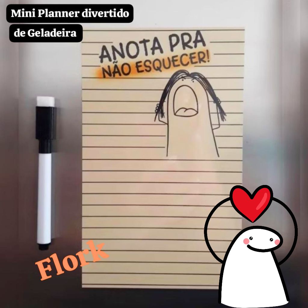 Lousa de Geladeira Magnética engraçado Acompanha Caneta ímã mini Planner Semanal - Anotações 14x20cm