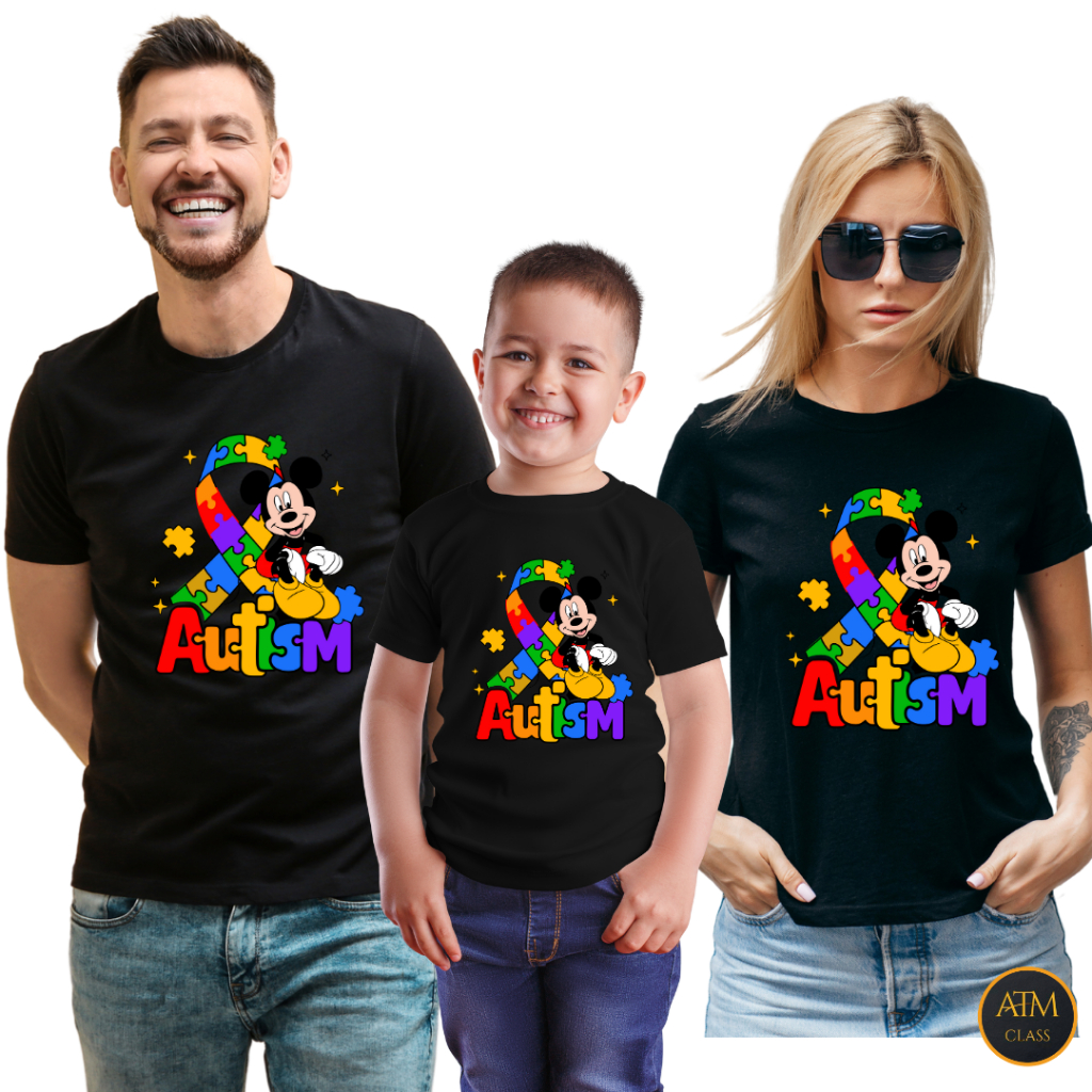 Camiseta Camisa Autism Mickey Tea Blusa Kit Familia 100% Algodão Envio Imediato