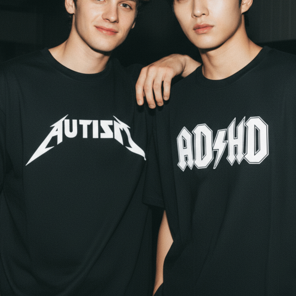 Camiseta Humor Autism Adhd Estilo Metal Streetwear Em Algodão 100% Estampa Premium