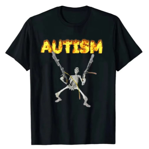 CamisetaTendencia Banda De Rock  AUTISM Esqueleto Novo!