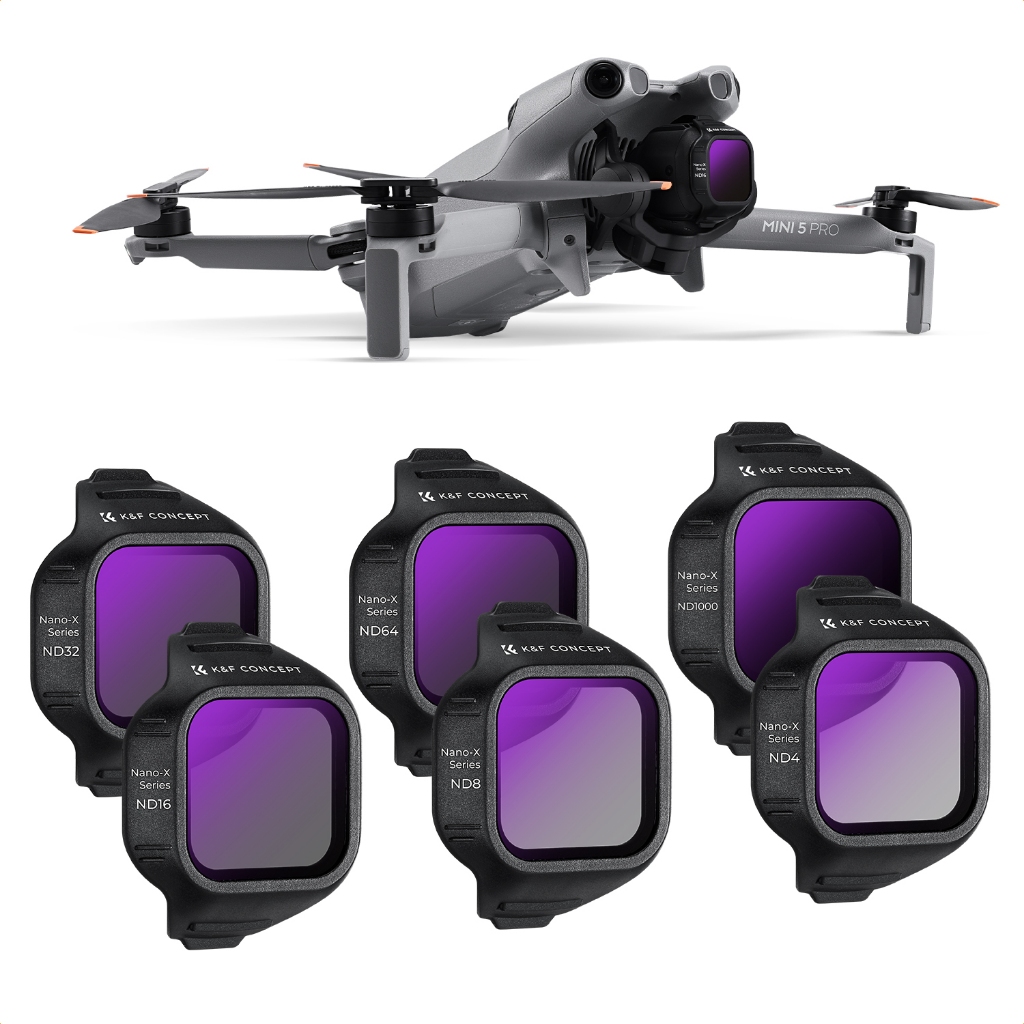 Conjunto De Filtros K & F 6 Pacotes ND4-ND1000 Para Vidro HD Multirrevestido DJI Mini 5 Pro
