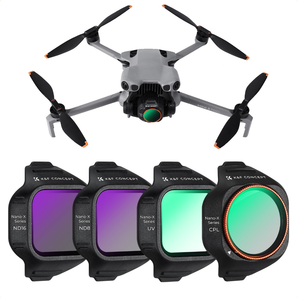 K & F CONCEPT , Adequado Para drone DJI Mini 5 Pro , Conjunto De Filtro CPL + UV + ND8 + ND16 , Alta Definição , Densida