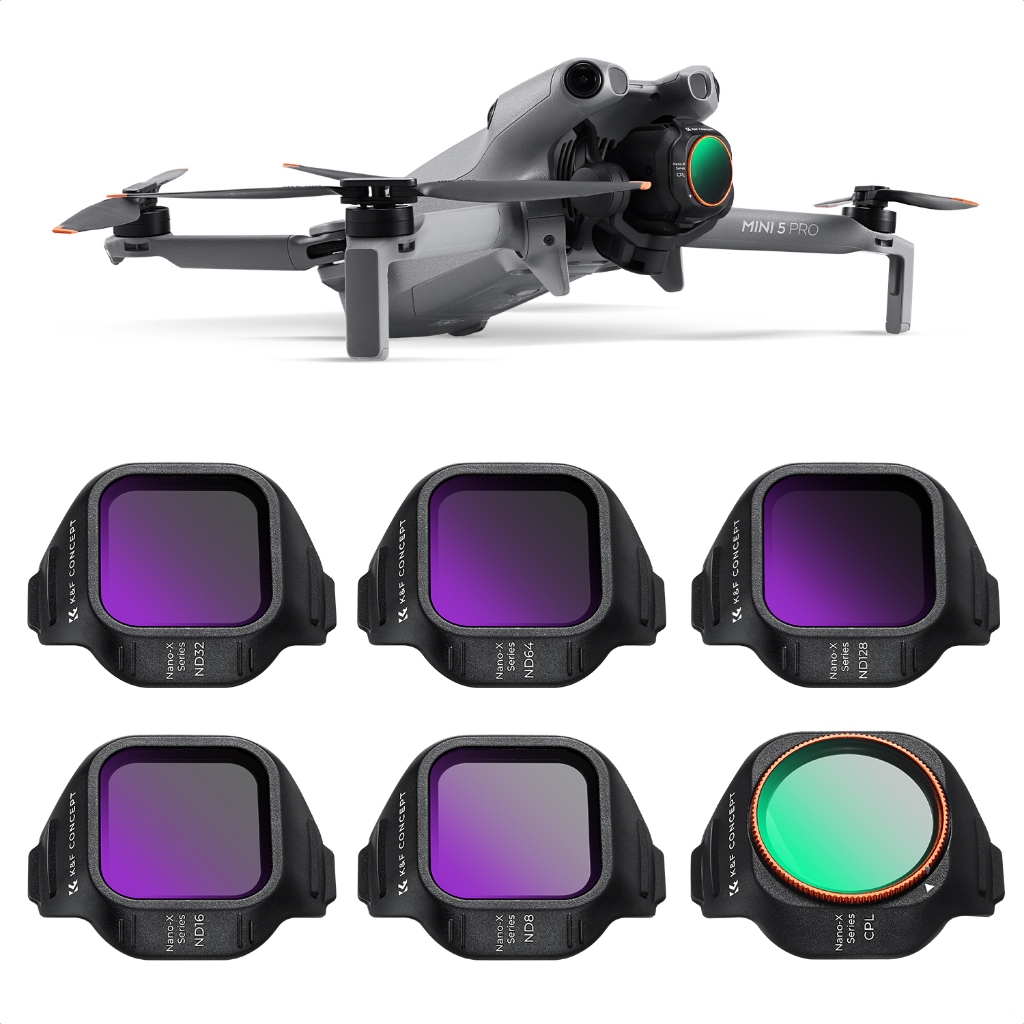 K & F CONCEPT , Adequado Para Filtros DJI Mini 5 Pro Series , CPL + ND8 + ND16 + ND32 + ND64 + Nd128 , Revestidos Com Fi