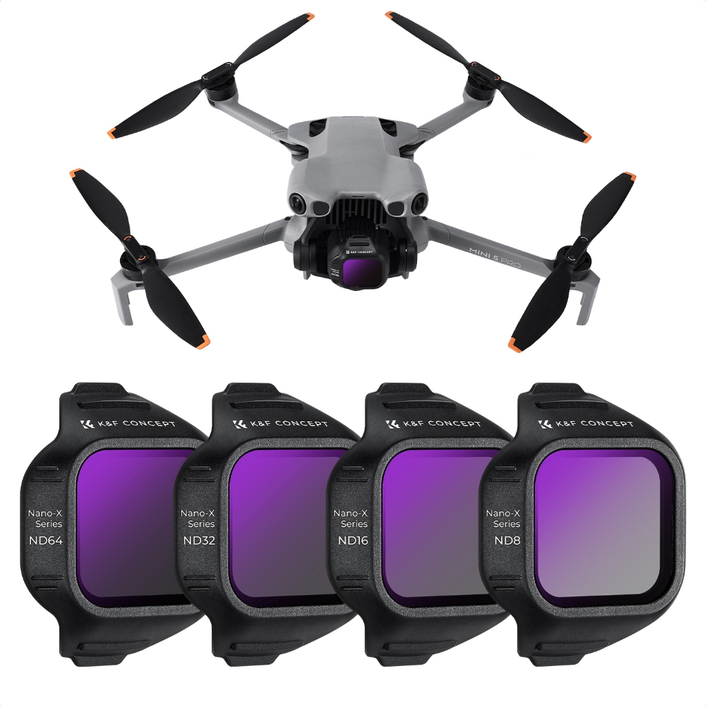 K & F CONCEPT , Adequado Para drone DJI Mini 5 Pro , Conjunto De Filtro ND8 + ND16 + ND32 + ND64 , Alta Definição , Dens