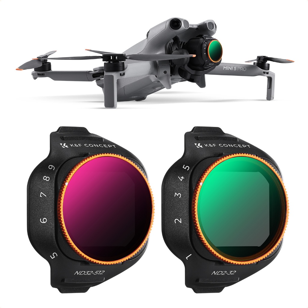K & F CONCEPT , Adequado Para drone DJI Mini 5 Pro , Conjunto De Filtros ND2-32 + ND32-512 , Alta Definição , Densidade