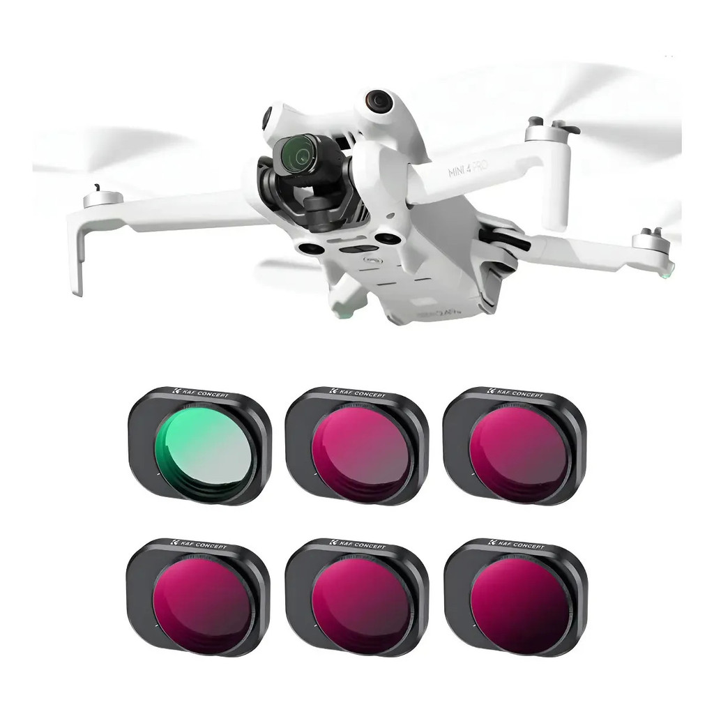 Kit 6 Filtros K&F Concept ND/PL e CPL para DJI Mini 4 Pro ND4 ND8 ND16 ND32 ND64