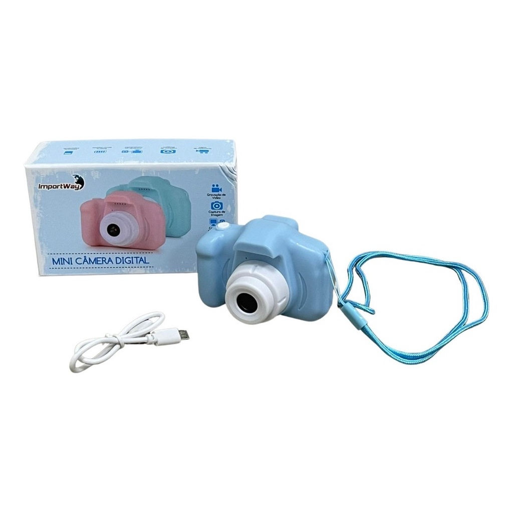 CAMERA DIGITAL INFANTIL TIRA FOTO DE VERDADE BW169 - Tira fotos e faz vídeos como uma câmera profissional de verdade. Seu pequeno vai se sentir um verdadeiro fotografo e poder registrar os momentos de suas brincadeiras, suas viagens, passeios e afins.