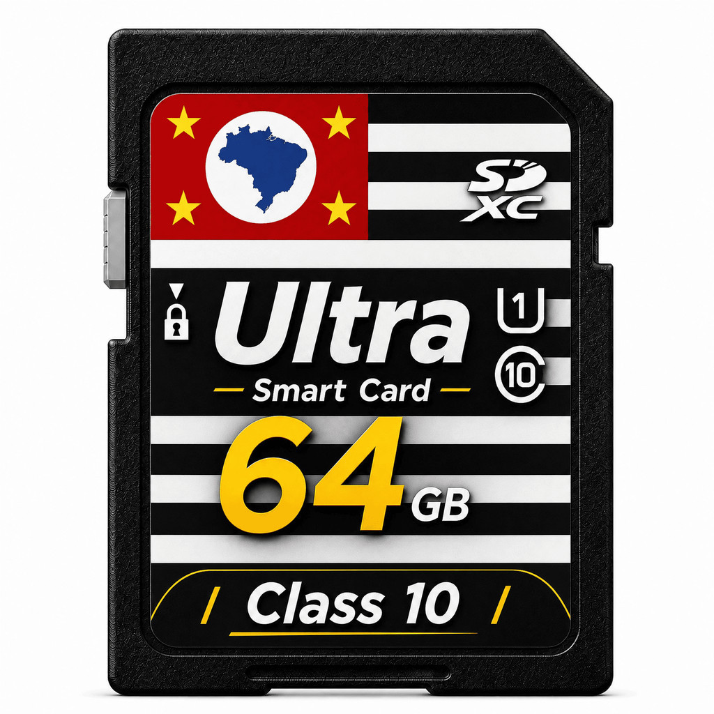 Cartão de Memória SD 64GB Original Classe 10 U3 V30 4K SDXC Alta Velocidade Estampado com Bandeira Estadual