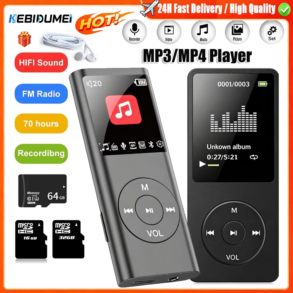 Mini MP3 MP4 Player Portátil Walkmen Com IPS HD Display TF Rádio FM E-Books Gravação HiFi Lossless Bluetooth M