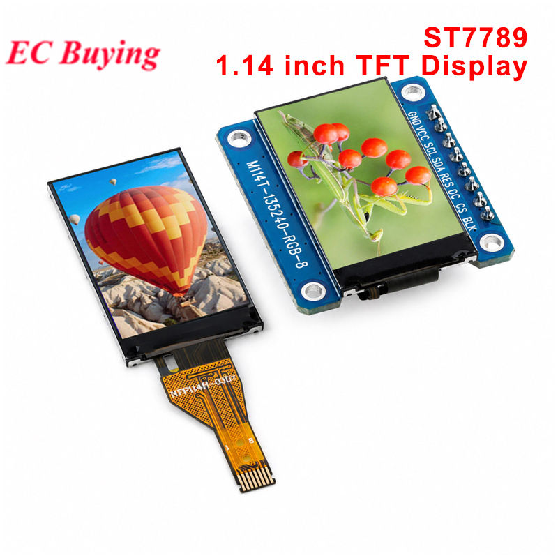 1.14 Polegada Display TFT IPS Tela LCD ST7789 135x240 Cor Completa 8Pin 13Pin Módulo De Nua Para Arduino DIY Eletrônica