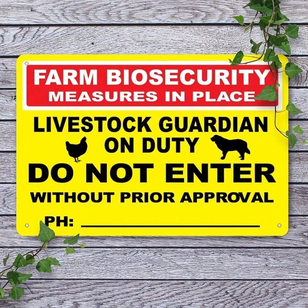 CIFbuy 1pc Farm Biosecurity Metal Sign Aviso De Cuidado Sem Moldura