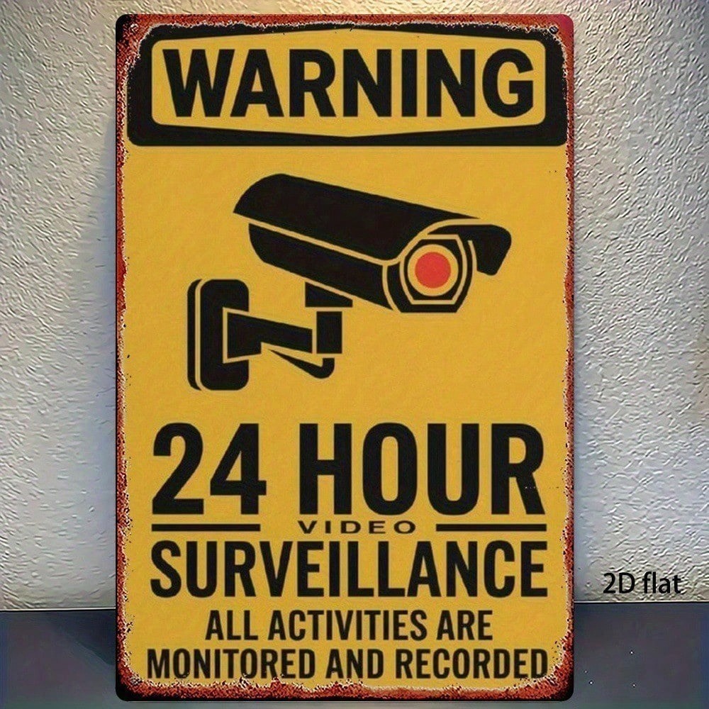 CIFbuy 1pc Sinal De Aviso De Vigilância Por Vídeo Arte De Parede De Metal