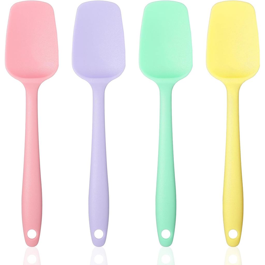 Silicone Spatula Set, 4 Piece Silicone Spoon Spatula Set, Heat Resistant Rubber Spoonula, Food Grade Flexible Small Rubb