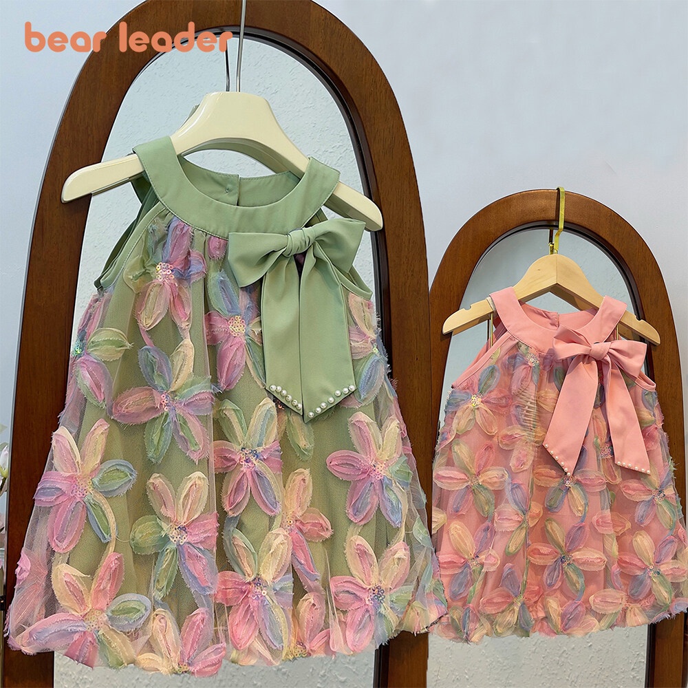 Líder Do Urso Summer Colourful Flowers Princess Dress 3-7 Years Old Children Fashion Clothing Roupas De Moda Para Meninas De Laço Doce