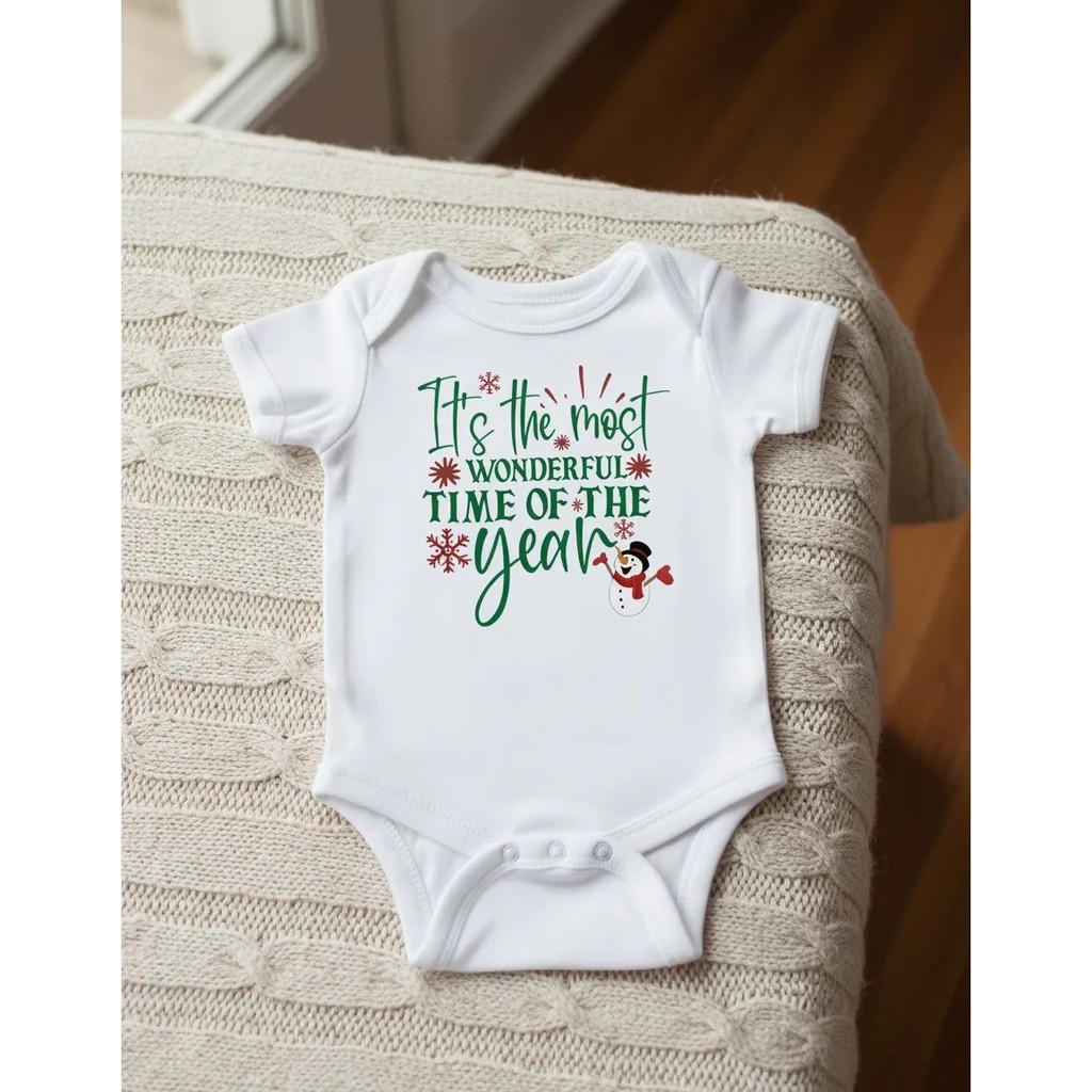 Body Bebê Personalizado It's The Most Wonderful Time Of The Year Estampado Manga Curta P ao GG