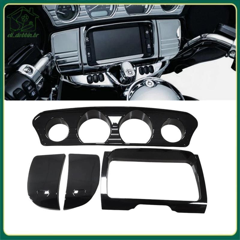Capa De Acabamento De Rádio Estéreo Cromado Accent Trim Cover Switch Dash Panel Housing Kit Preto Brilhante Medidor Pain