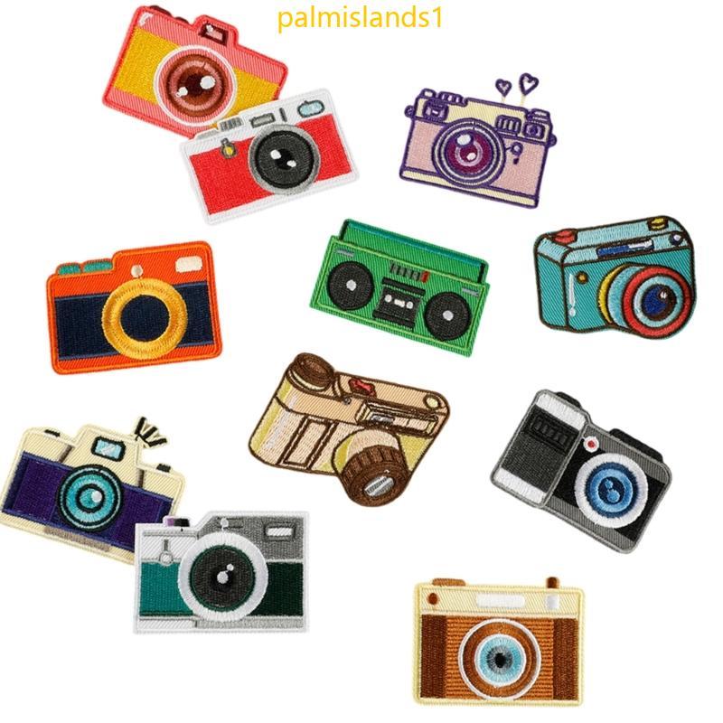 11 Peças Remendos Bordados Para Câmera Desenho Animado Ferro Coloridos Costurados