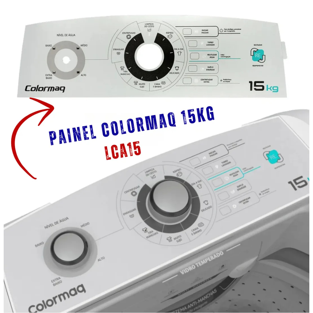 Painel Decorativo Lavadora Colormaq LCA15 Facelift Original Adesivo Auto Colante