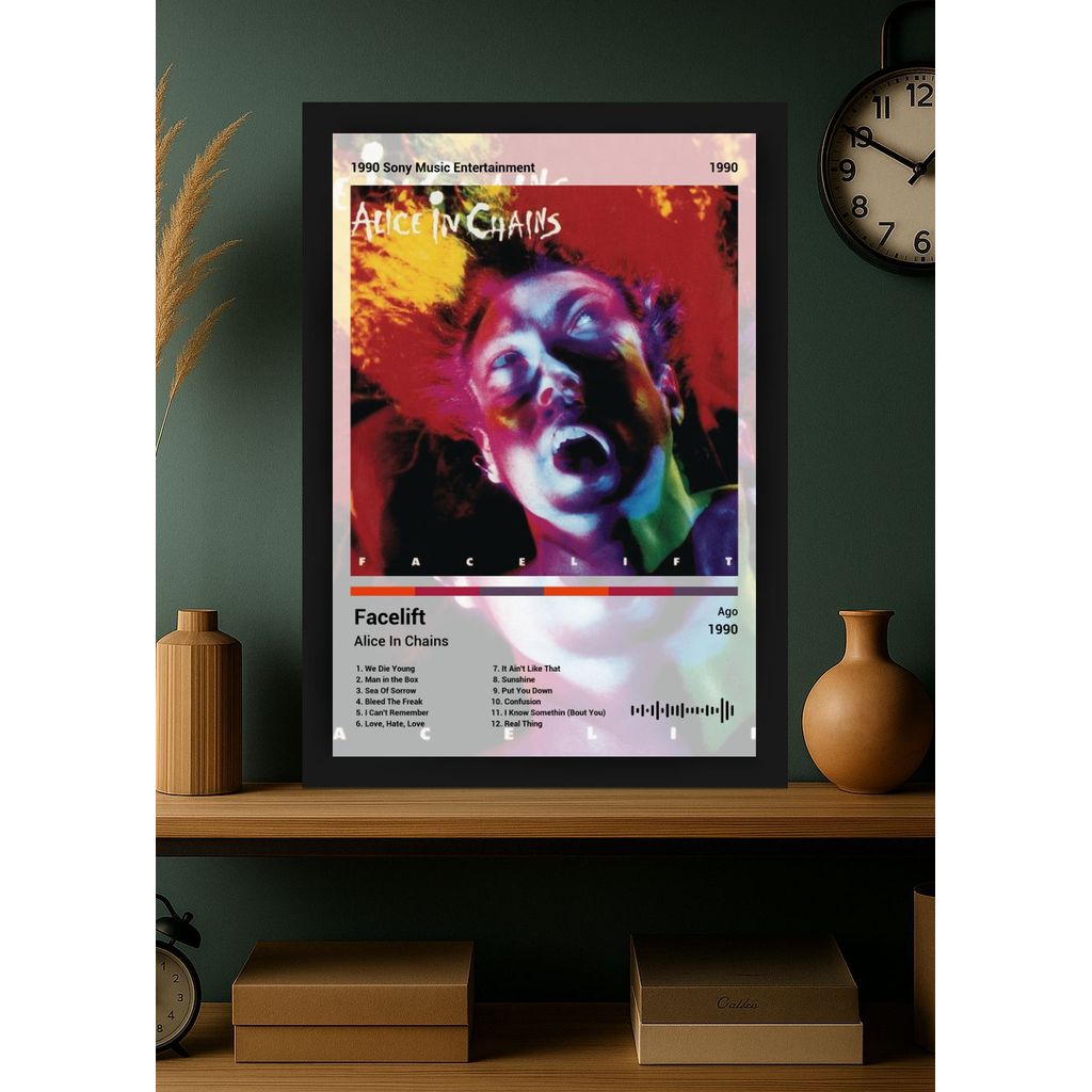 Quadro Alice In Chains Facelift (Light) - Preto com Vidro