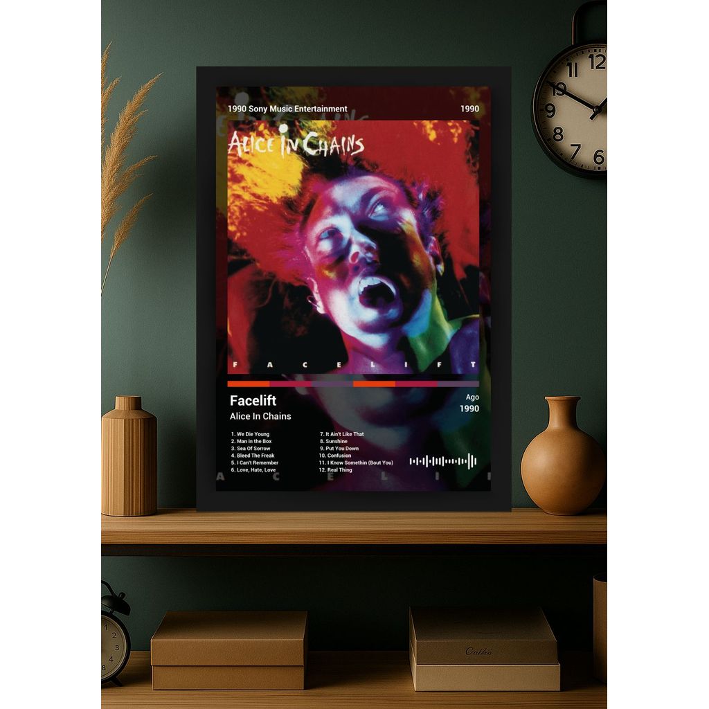 Quadro Alice In Chains Facelift (Dark) - Preto com Vidro