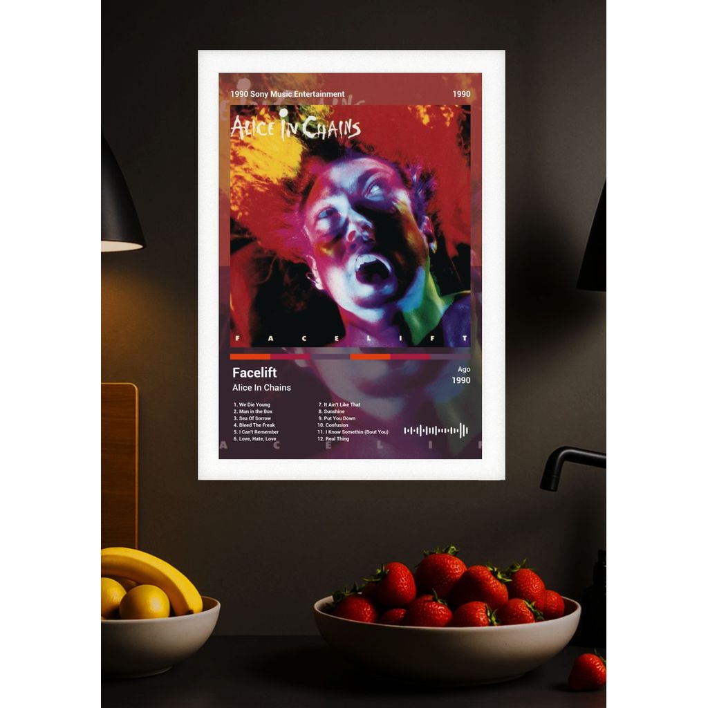 Quadro Alice In Chains Facelift (Colored) - Branco com Vidro