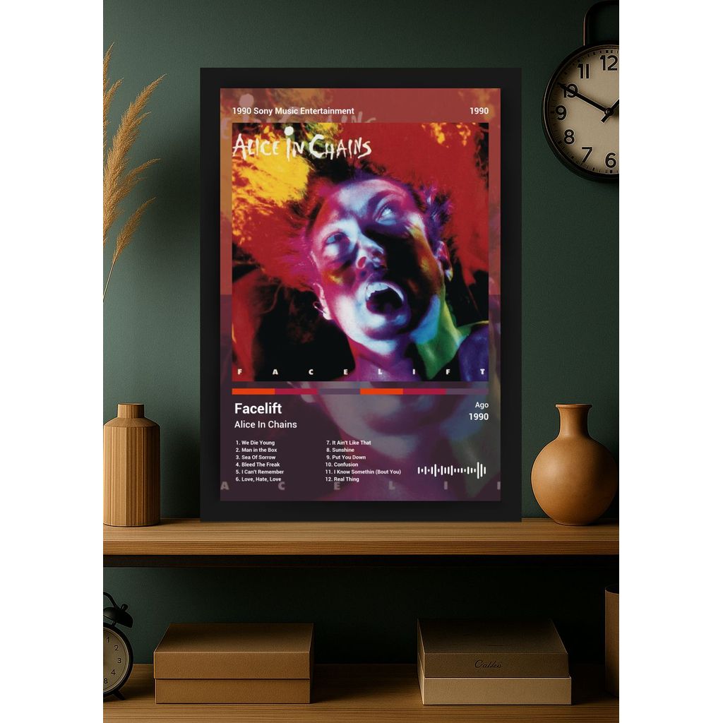 Quadro Alice In Chains Facelift (Colored) - Preto com Vidro