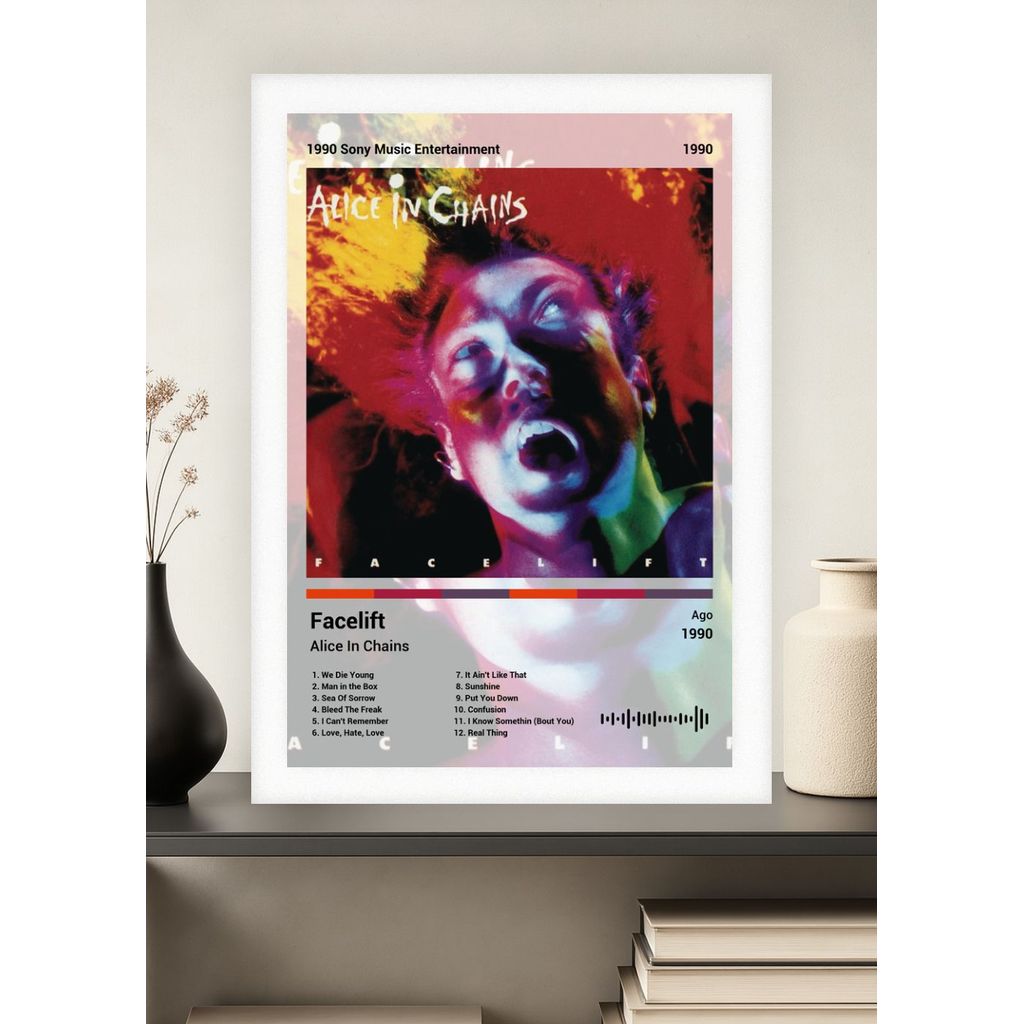 Quadro Alice In Chains Facelift (Light) - Branco com Vidro